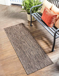 Unique Loom Outdoor Solid Collection Area Rug (2 x 7 1 Runner Light Brown/Ivory)