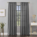 Scott Living Verge Geometric Clipped Jacquard Semi-Sheer Rod Pocket Curtain Panel, 52 x 96, Gray