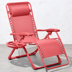 Best Choice Products Adjustable Zero Gravity Chair, Monochromatic Color Folding Patio Recliner W/Side Tray, Headrest - Coral
