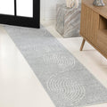 JONATHAN Y SCN100E-28 Hallie High-Low Minimalist Curve Geometric Light Blue/Cream 2 ft. x 8 ft. Indoor/Outdoor Runner Rug for Pa