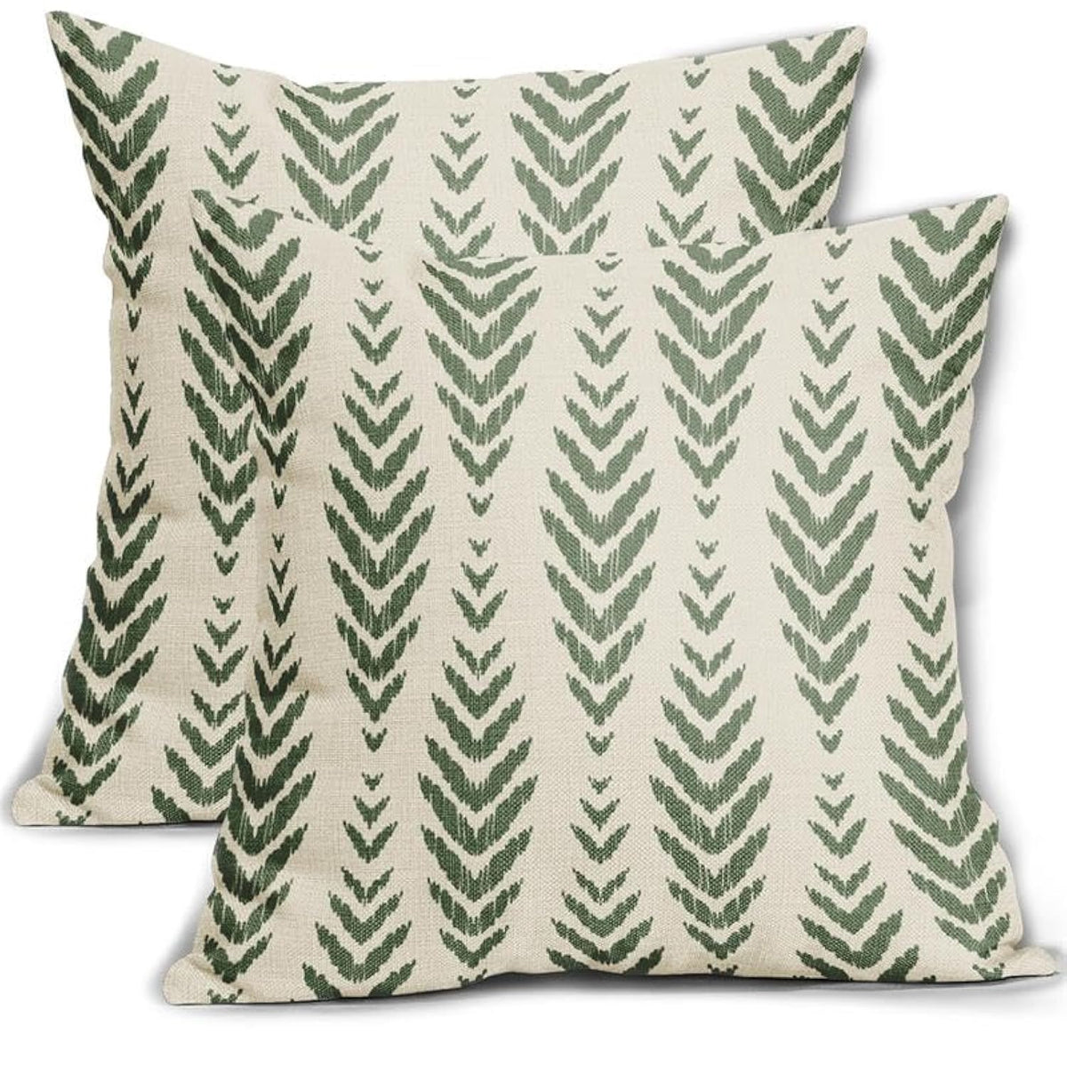 Sage Green Boho Pillow Covers 18X18 Set Of 2 Bohemian Ethnic Geometric Herringbone Print Decorative Throw Pillows Outdoor Pillow