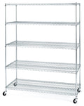 Seville Classics UltraDurable Commercial-Grade 5-Tier NSF-Certified Wire Shelving with Wheels, 60 W x 24 D - Plated Steel