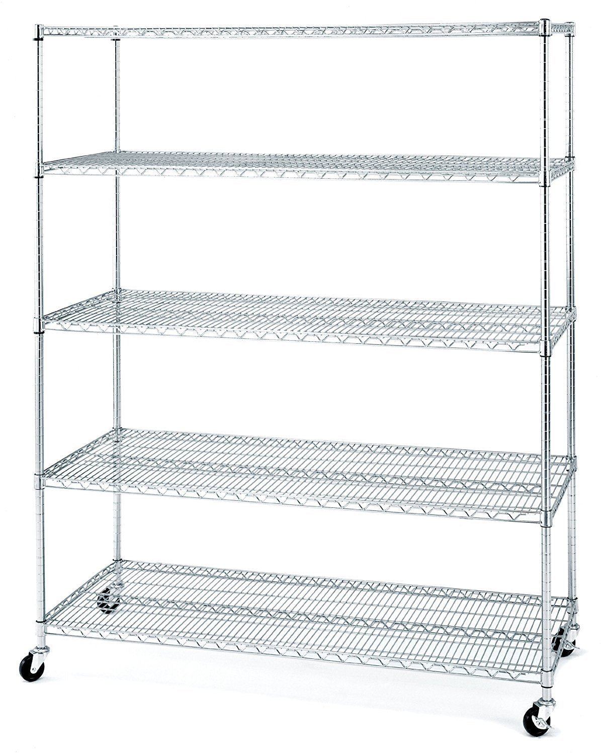 Seville Classics UltraDurable Commercial-Grade 5-Tier NSF-Certified Wire Shelving with Wheels, 60 W x 24 D - Plated Steel