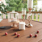 Vicllax 53' Outdoor Round Patio Table For Lawn Garden, All Weather Metal Round Patio Dining Table With Adjustable Umbrella Hole, Patio Table For 8 Person, Walnut Tabletop