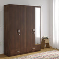 Nilkamal Mozart Neo 4 Door Wardrobe With Mirror | Engineered Wood Almirah | 2 Hanging Rods, 8 Shelves & 4 Drawers | 1 Year Warra