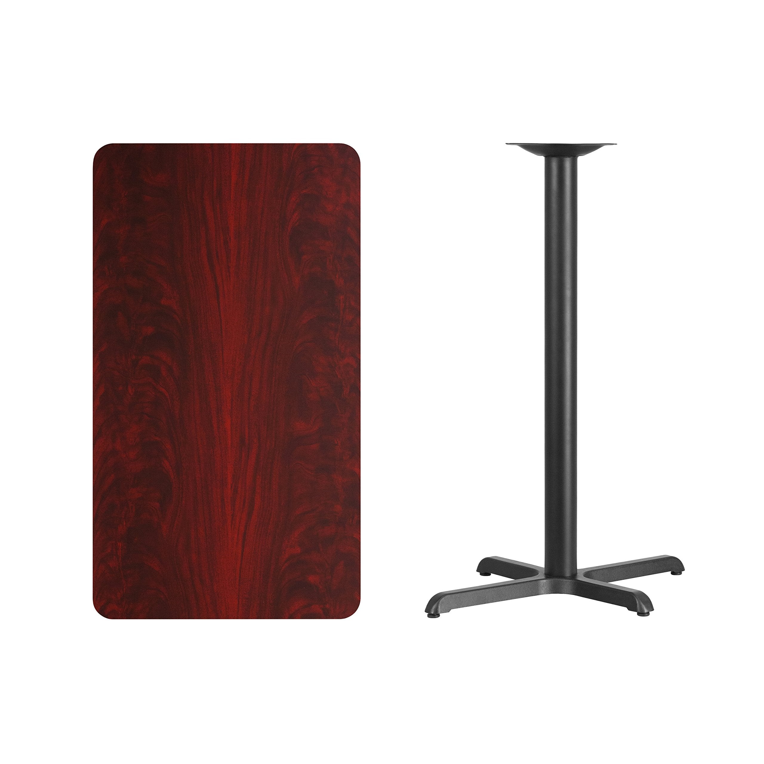 Flash Furniture 24'' X 42'' Rectangular Mahogany Laminate Table Top With 23.5'' X 29.5'' Bar Height Table Base