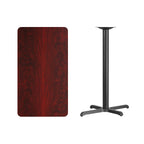 Flash Furniture 24'' X 42'' Rectangular Mahogany Laminate Table Top With 23.5'' X 29.5'' Bar Height Table Base