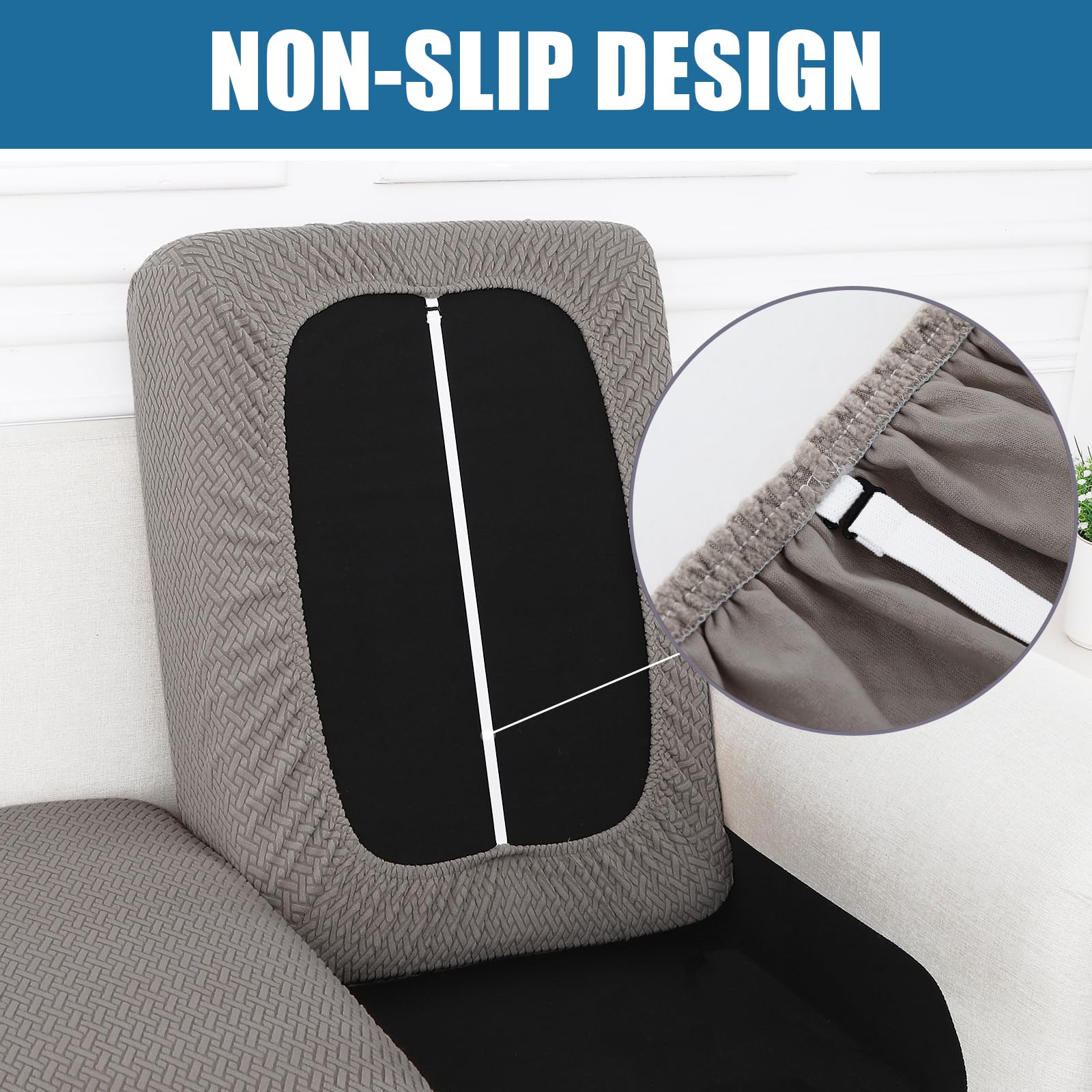 Smiry Waterproof Couch Cushion Covers, Stretch Jacquard Sectional Couch Covers, L Shape Chaise Lounge Sofa Slipcover, Washable Elastic Furniture Protector For Pets, Kid (Chaise Cover, Taupe)