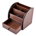 Siveit Wooden Desk Organizer With Drawer, Multifunctional Wood Desktop Organizer Office Supplies Storage Organizer For Desk Remo
