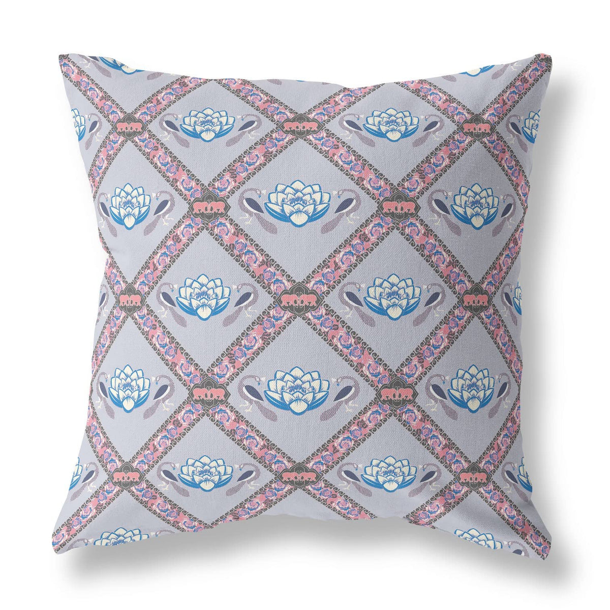 HomeRoots 18'x18' Gray Blue Pink Zippered Suede Geometric Throw Pillow