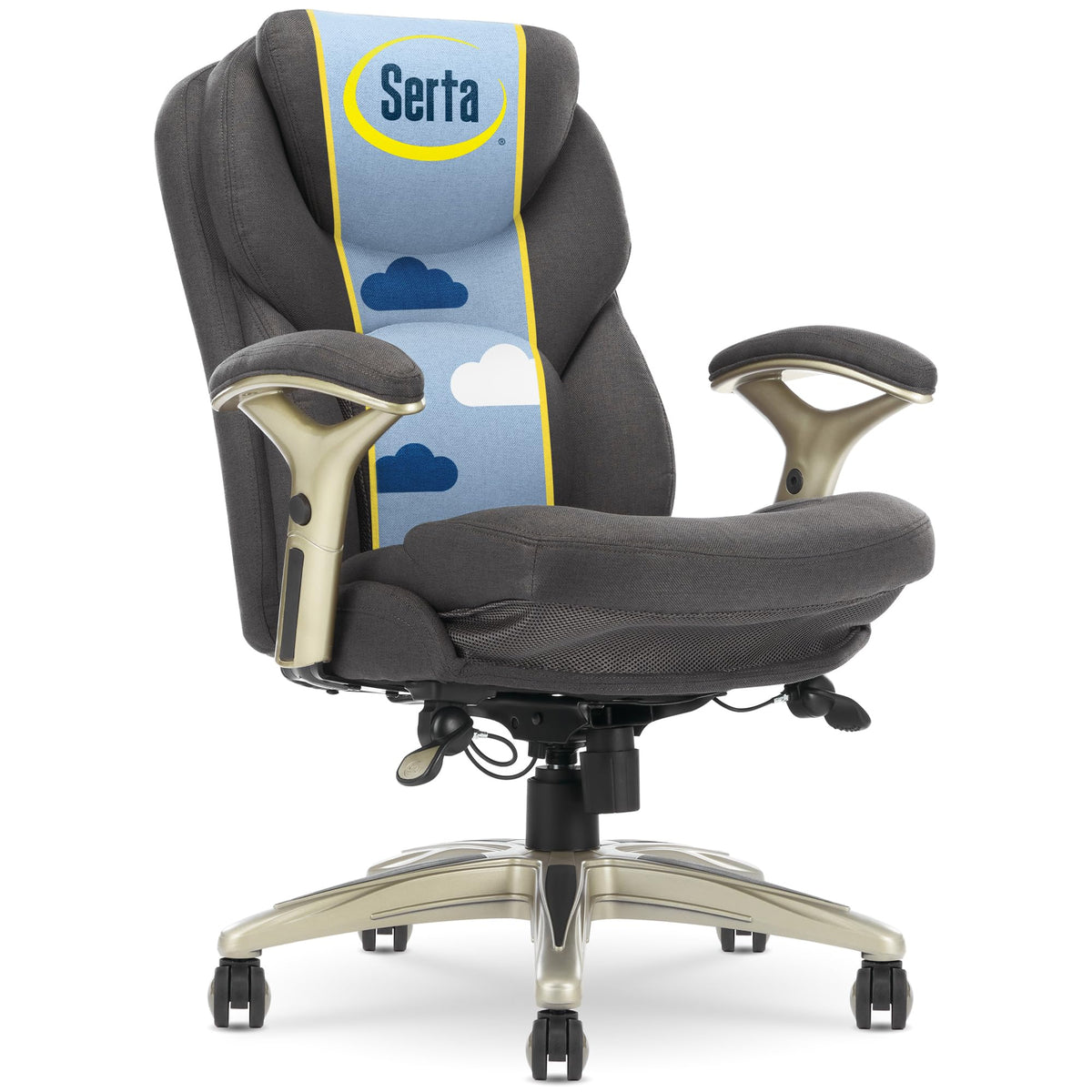 Serta Claremont Ergonomic Executive Office Chair With Back In Motion Technology, Adjustable Mid Back Desk Chair With Lumbar Supp