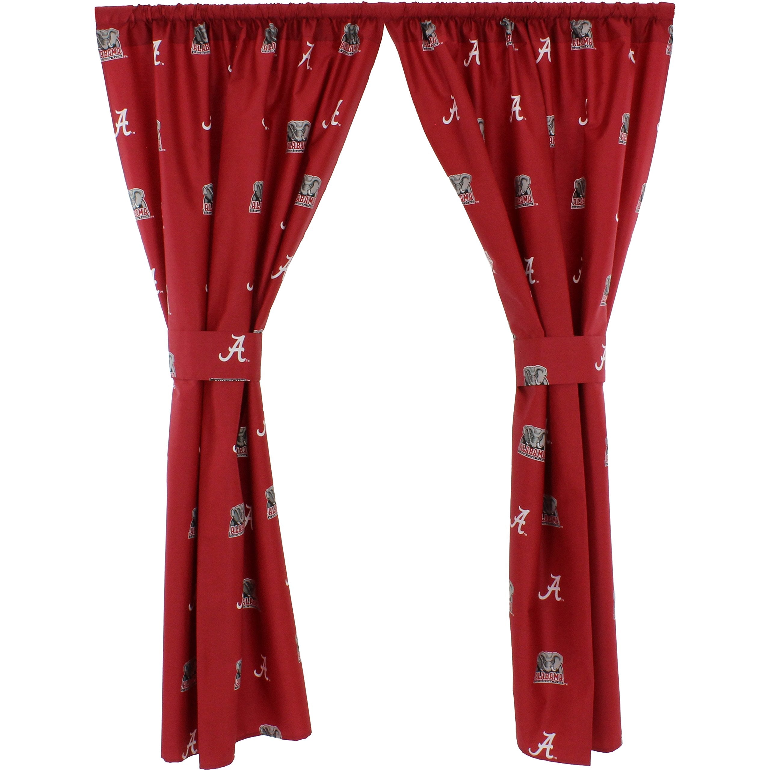 College Covers Everything Comfy Alabama Crimson Tide Curtain Panel Set, 2 Panels, 2 Matching Tie Backs, 42 Inches Wide By 63 Inc