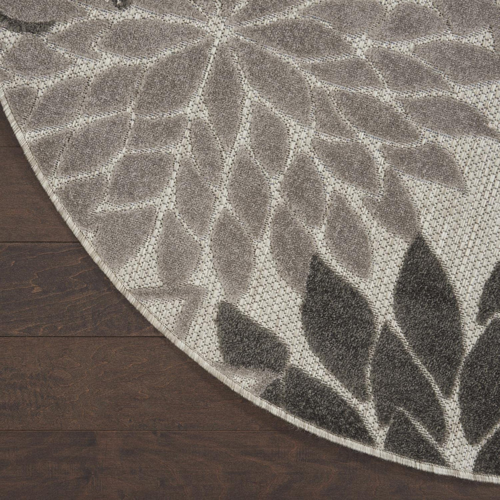Nourison Aloha Indoor/Outdoor Floral Silver Grey 7'10' X Round Area Rug, (8' Round)