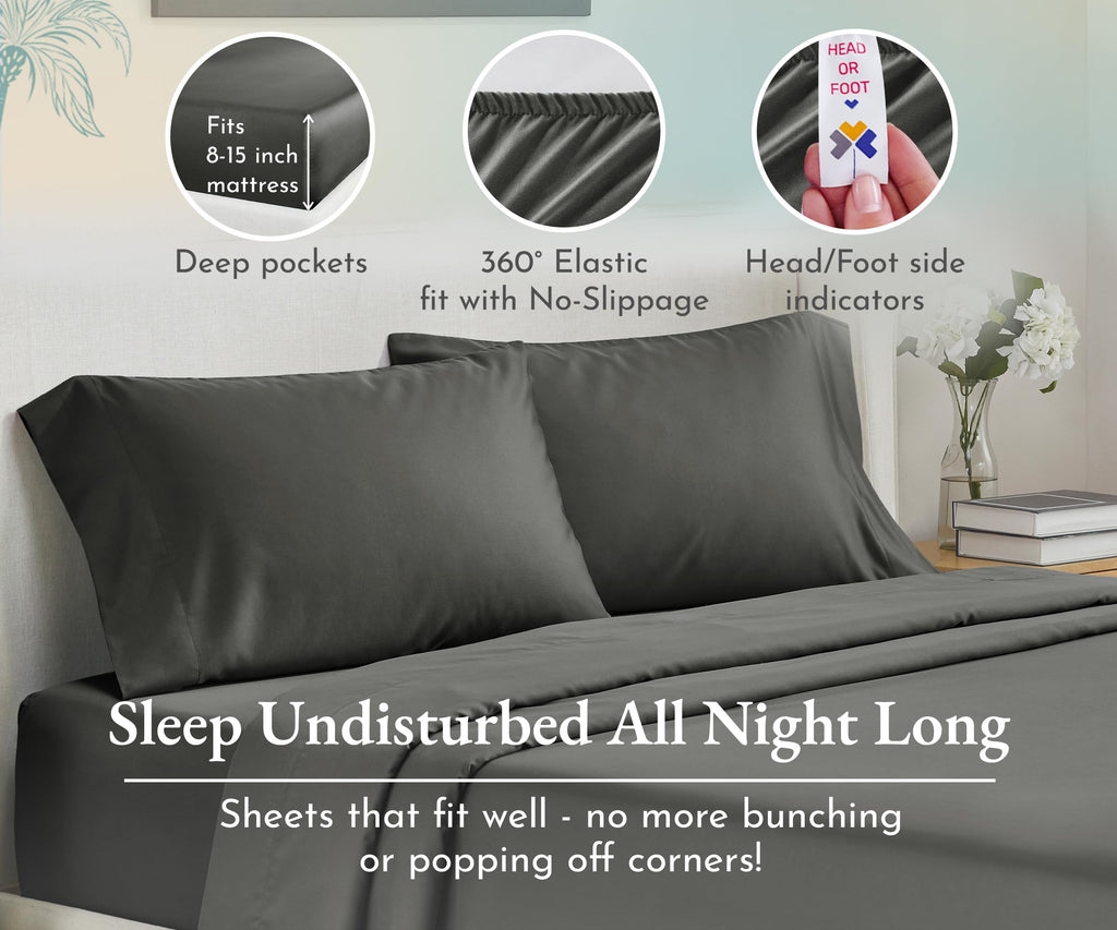 California Design Den - Finest Twin Size Bed Sheets,Soft 100% Cotton Cooling Sheets Deep Pockets, 500 Thread Count, 3-Pc Set, Best Bedsheet Set Twin Sheets Set, Twin Bed Sheets (Dark Gray)
