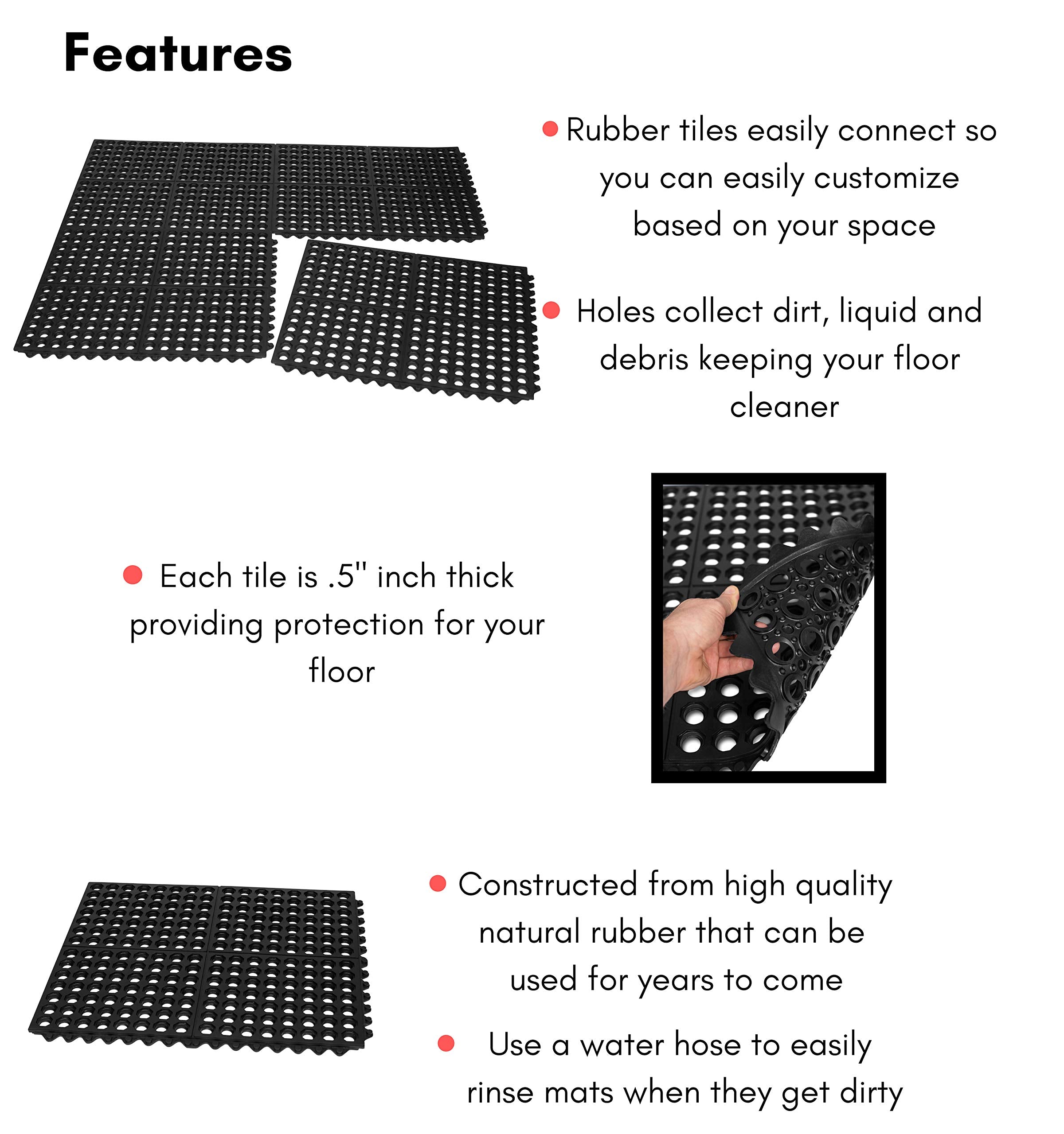 Birdrock Home 4 Pc Indoor Outdoor Drainage Utility Mat - 20 X 24 - Kitchen Non Slip Floor Mat For Kitchen Industrial - Durable R