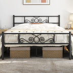 Yaheetech Queen Bed Frames Metal Platform Bed With Headboard And Footboard For Bedrooms No Box Spring Needed Easy Assembly,Ground Clearance: 12.5’’/Black/Queen Bed