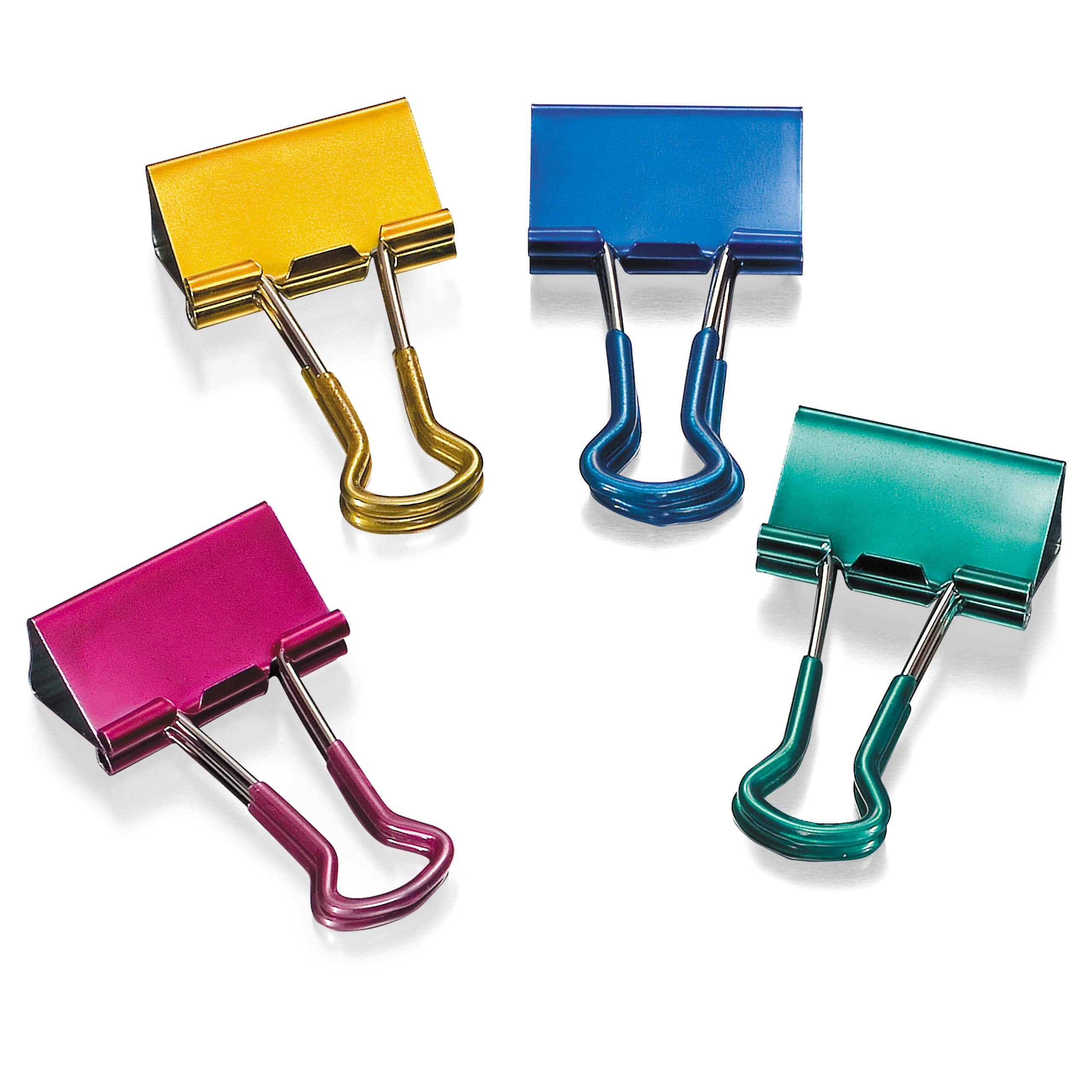Officemate 31054 Easy Grip Medium Binder Clips, 6 Packs Of 12 Clips Each, Assorted Metallic Colors.