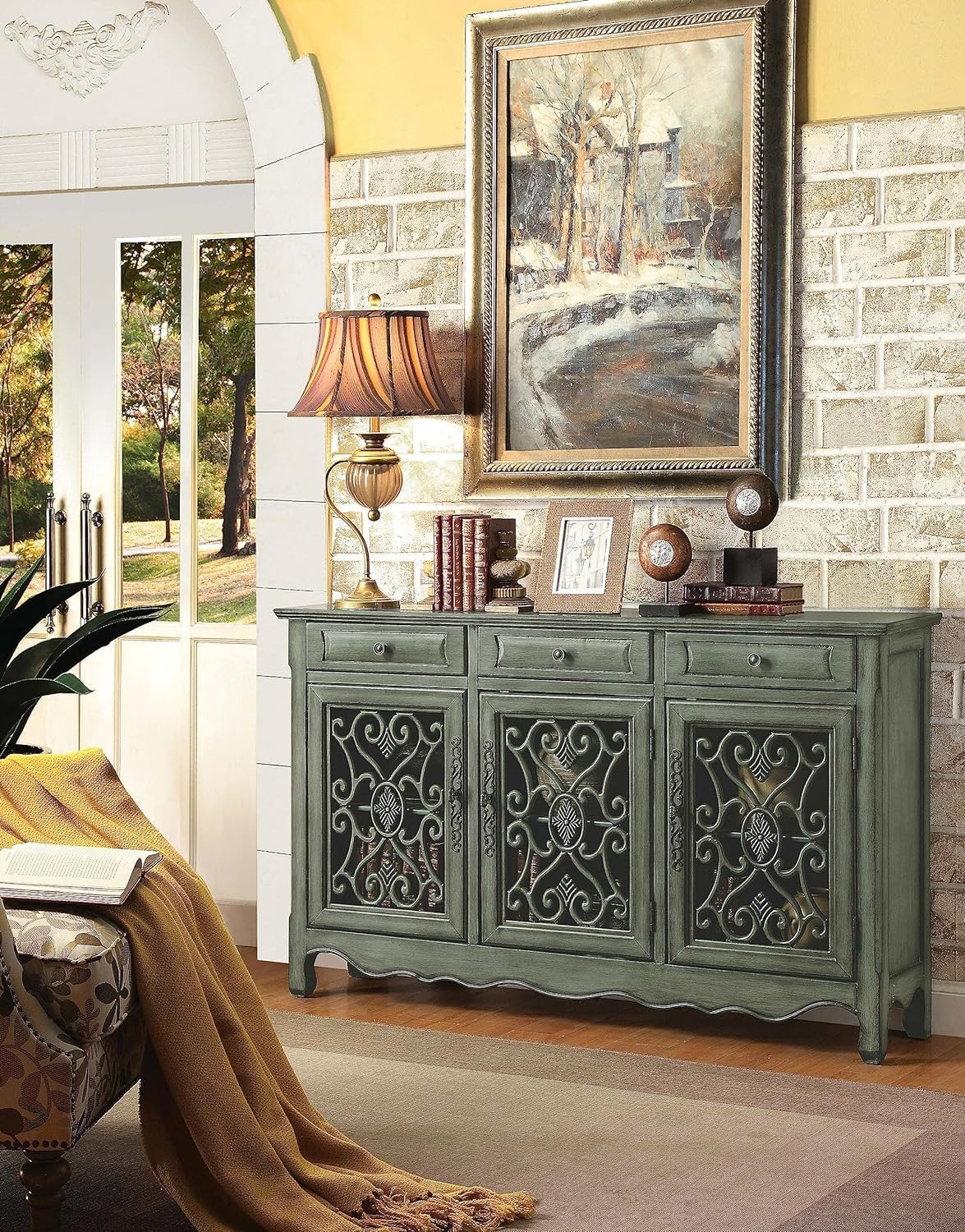 Coaster Home Furnishings Madeline 3-Door Accent Cabinet Antique Green