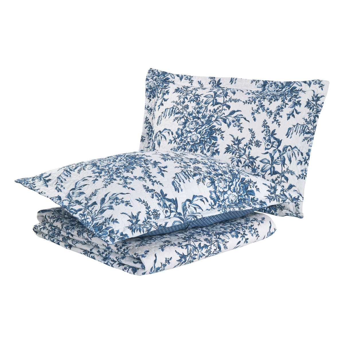 Laura Ashley Quilt Set Reversible Cotton Bedding With Matching Shams, Lightweight Home Decor For All Seasons, King, Bedford Delf