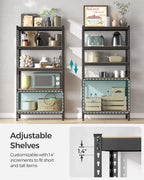 Songmics 5-Tier Storage Shelves, Set Of 2 Garage Storage, Boltless Assembly, Adjustable Shelving Units, 17.7 X 35.4 X 70.9 Inches, Load 1929 Lb Each, Shed Warehouse Basement, Black Uglr450B02