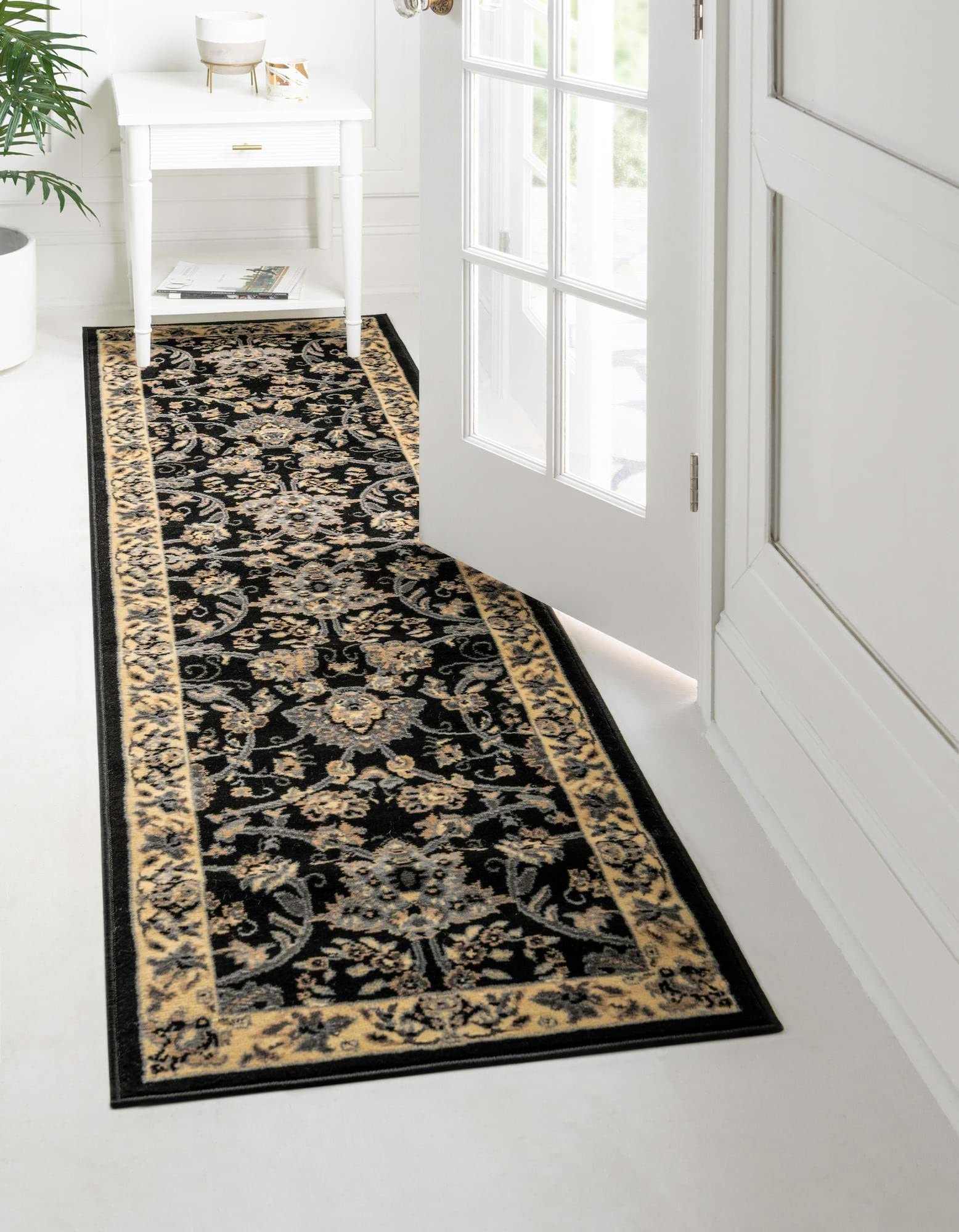 Unique Loom Sialk Hill Collection Area Rug - Washington (2 2 x 8 2 Runner Black/Gray)