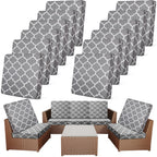 Newwiee 12 Pcs Patio Stretch Sofa Cushion Covers Outdoor Cushion Cover Replacement Couch Slipcover Sofa Seat Cover Flexibility Chair Cushion Cover Porch Patio Furniture Protector (Gray,Moroccan)