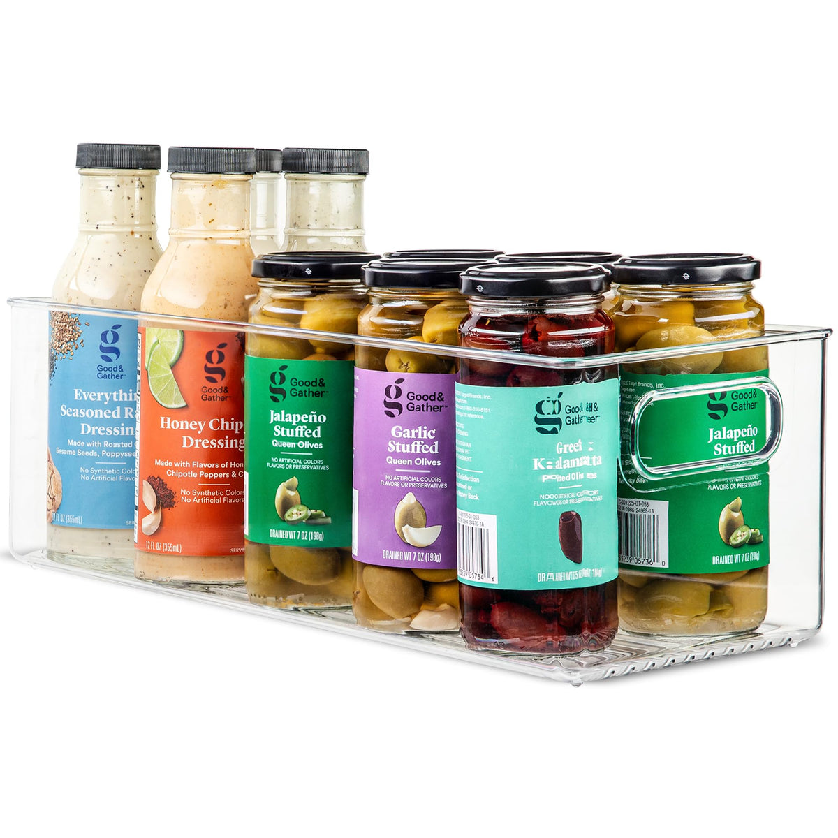Plastic Food Storage Clear Container Bin With Handles For Organizing Kitchen, Pantry, Fridge, Freezer, Pantry, Bathroom. 14'X6'