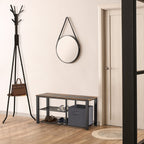 Simple Houseware 2 Tier Wood Top Shoes Bench, Rustic Brown