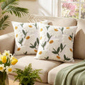 Breling 2 Pack Embroidered Daisy Flower Pillow Covers 18 X 18 Inch 3D Cute Flower Throw Pillow Cover Boho Decorative Tufted Cush