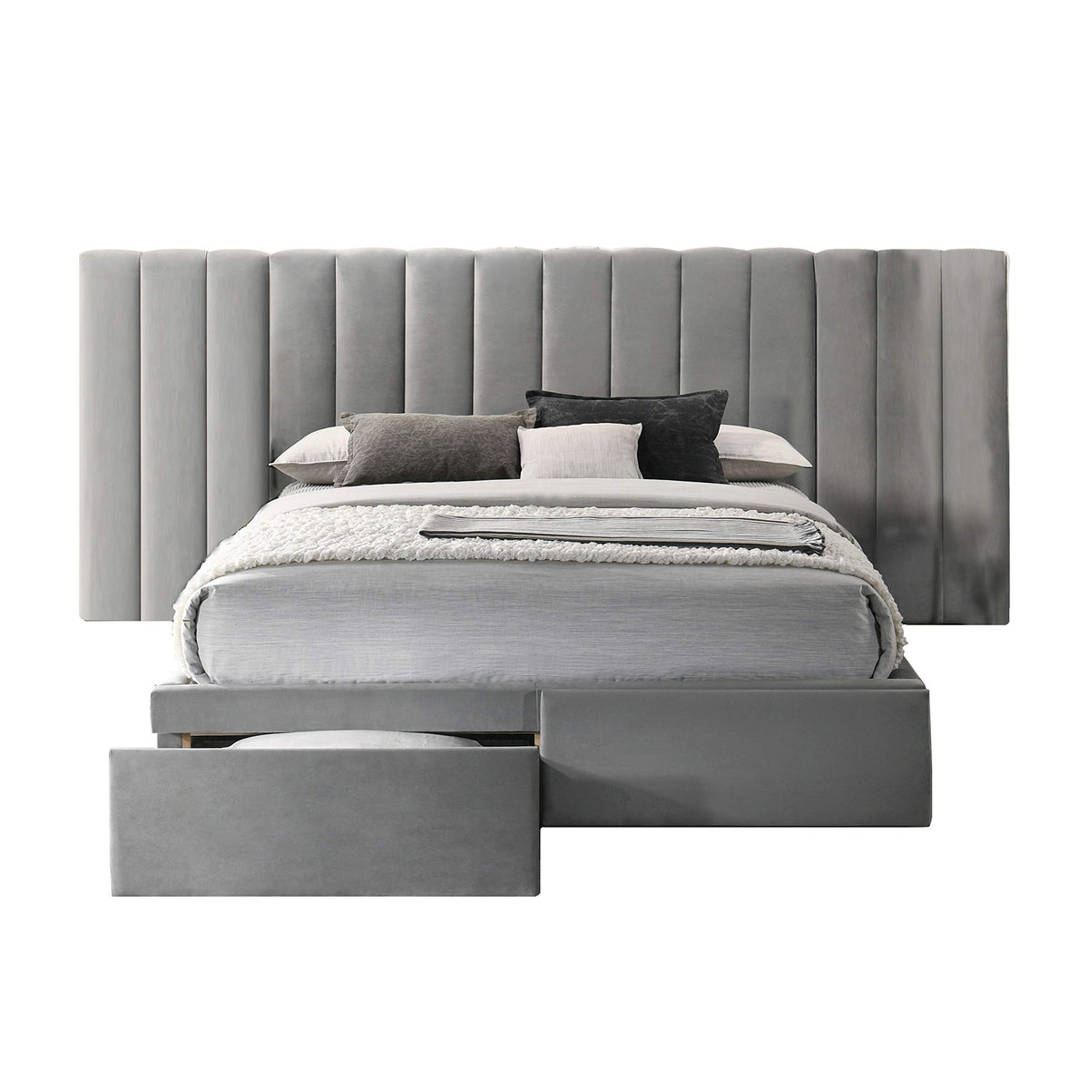 Bella E. Faro Wide Bedframe, King, Gray