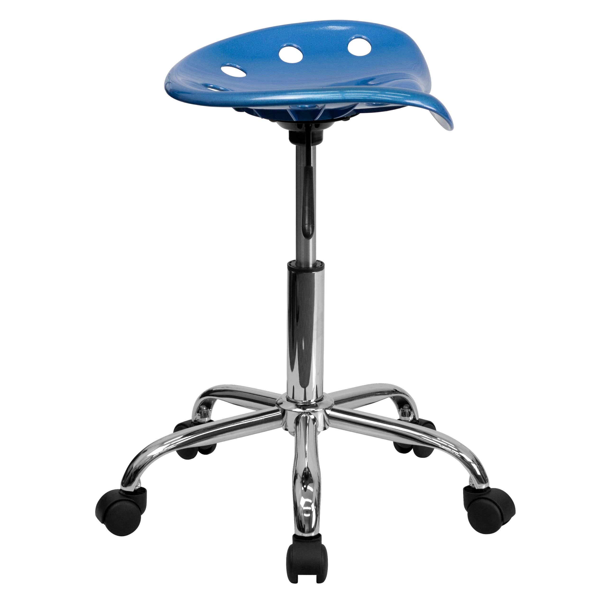 Flash Furniture Taylor Vibrant Bright Blue Tractor Seat and Chrome Stool