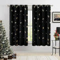 Jubilantex Butterfly Blackout Curtains 2 Panels for Kids Bedroom Black Gold Foil Print Floral Drapery 100% Room Darkening for Ha