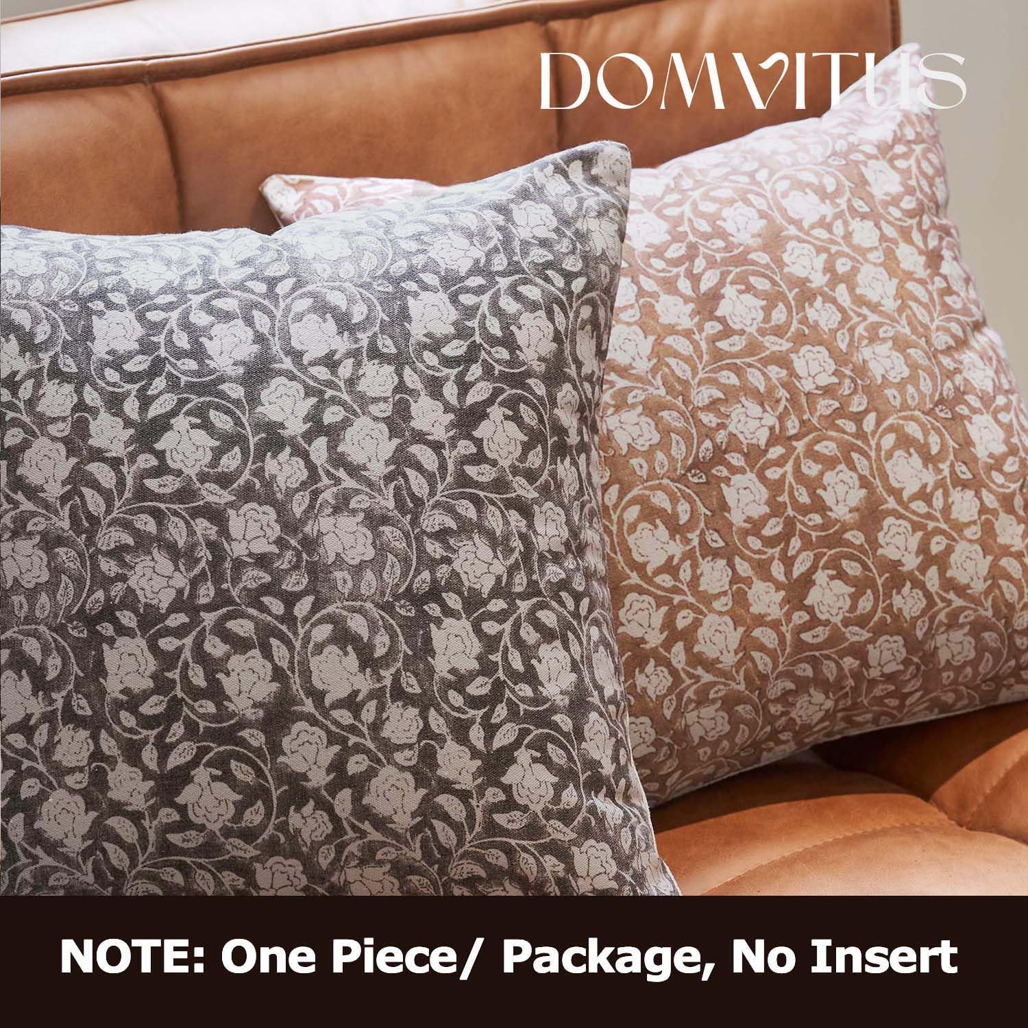 Domvitus Floral Pillow Covers 18X18, Throw Pillows For Couch, Floral Print Pillow Cover, Decorative Neutral Accent Throw Pillow Covers For Living Room, 1Pc, Taupe