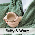 Miulee Fleece Throw Blanket With Stripe Pattern Fuzzy Flannel Sage Green Blanket For Couch Plush Warm Cozy Bed Blanket Boho Decor For Bed Sofa Chair Twin Size 60'X80'