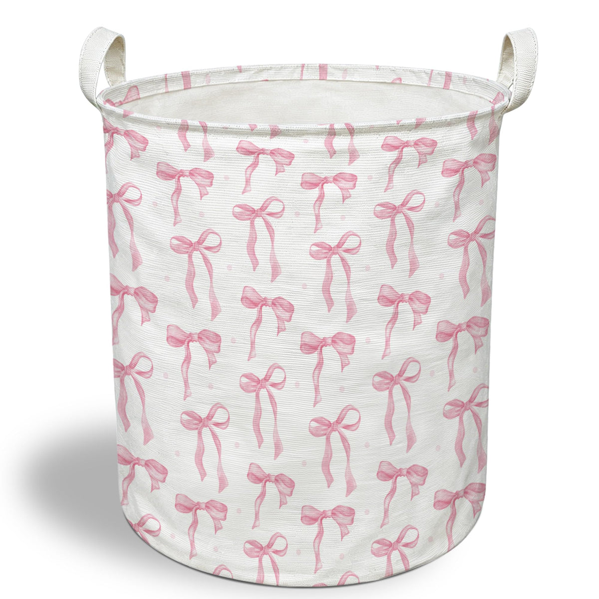 EGBTL Pink Coquette Bow Laundry Basket, Girly Collapsible Laundry Hamper with Handles, Preppy Girly Aesthetic Clothes Toy Storag