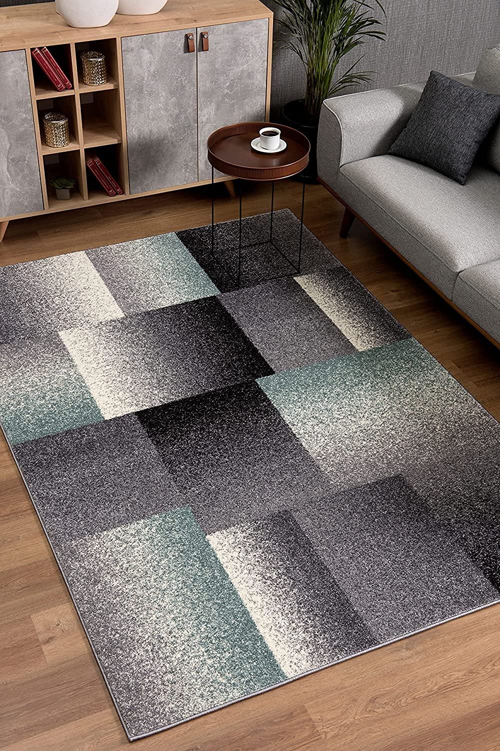 HomeRoots Grey 100% Twisted Polyester 8' x 11â€ Gray Modern Geometric Area Rug