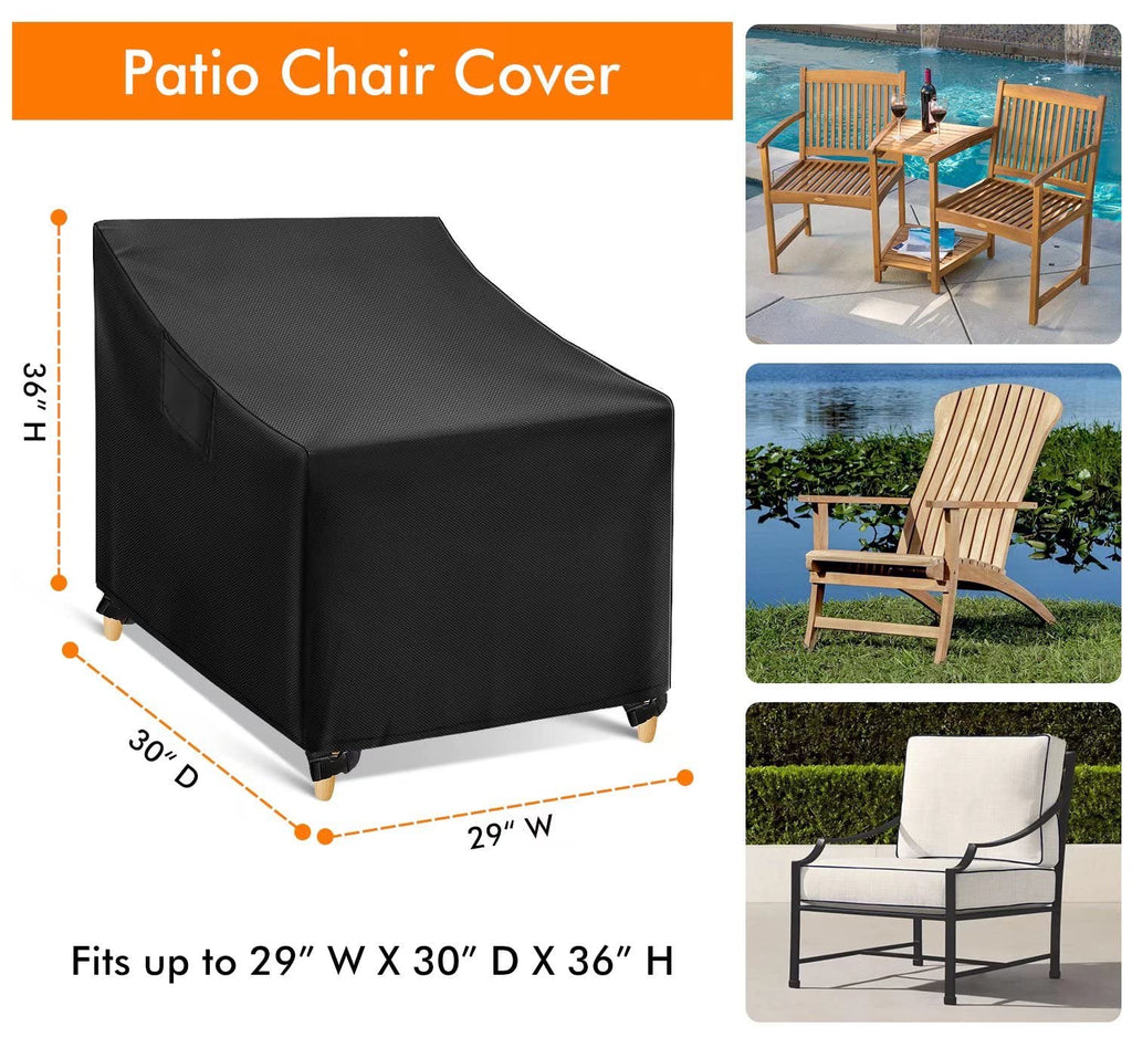 Wleafj Outdoor Chair Covers Waterproof, Black Lawn Patio Furniture Covers, Heavy Duty Patio Lounge Deep Seat Cover, 2 Pack - 29' W X 30' D X 36' H