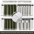 Dualife 96 Inch Curtains & Drapes Olive Dark Green 2 Panels,Back Tab Ceiling Viral Pleated Hooks Curtains For Track System,Therm