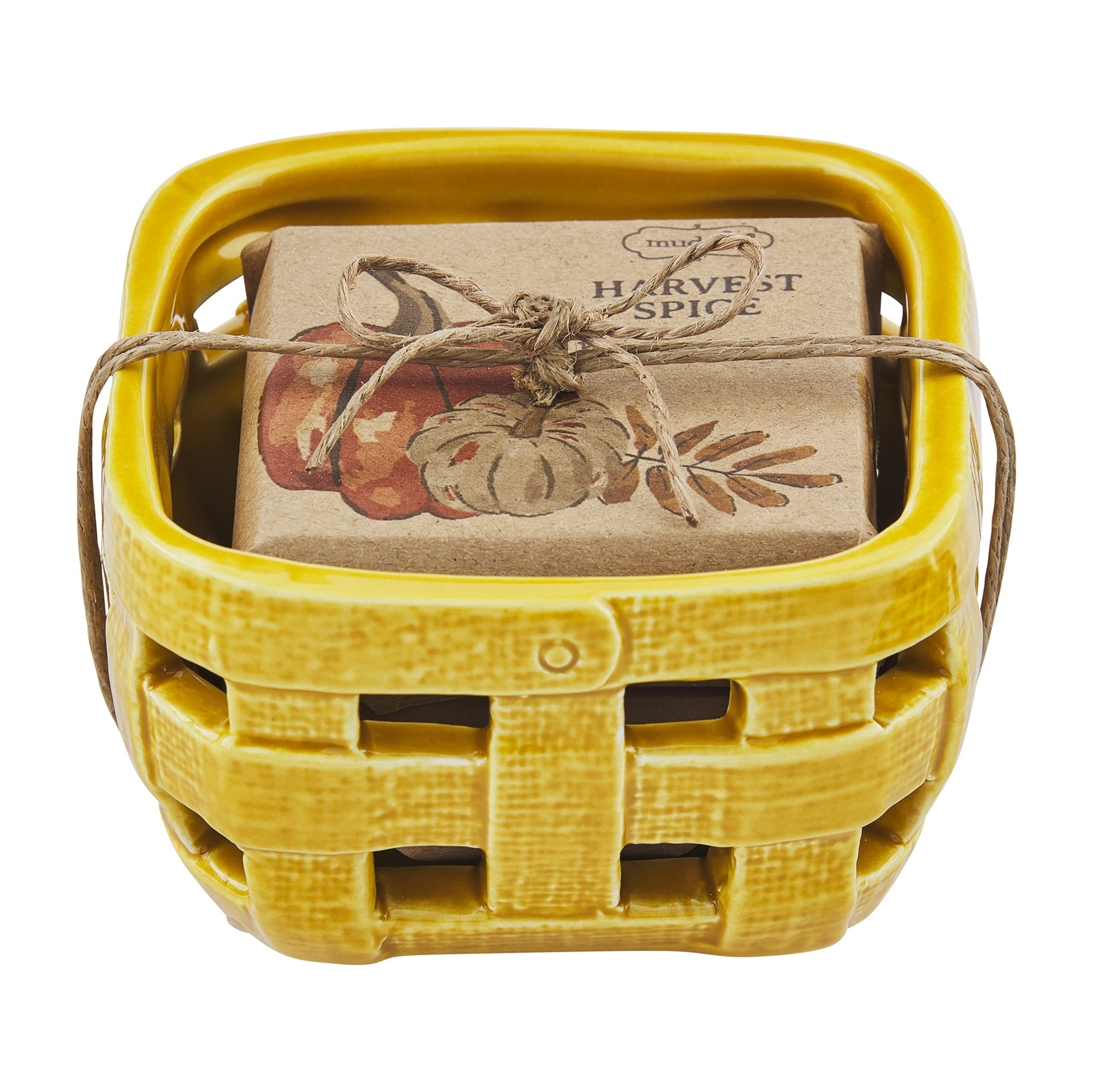 Mud Pie Gather Soap and Holder Set, Yellow