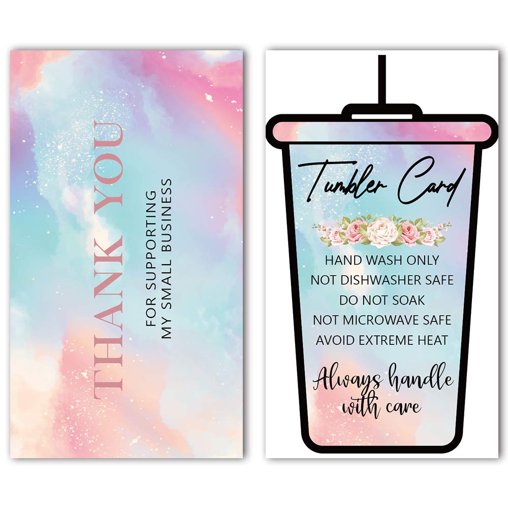 Tumbler Care Instructions Thank You Card, Tumblers Care Instruction Insert For Small Business, Customer Reminder Card For Small