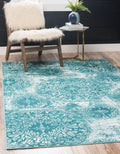 Unique Loom Sofia Collection Area Rug - Grand (5 3 x 8 Rectangle, Turquoise/ Ivory)