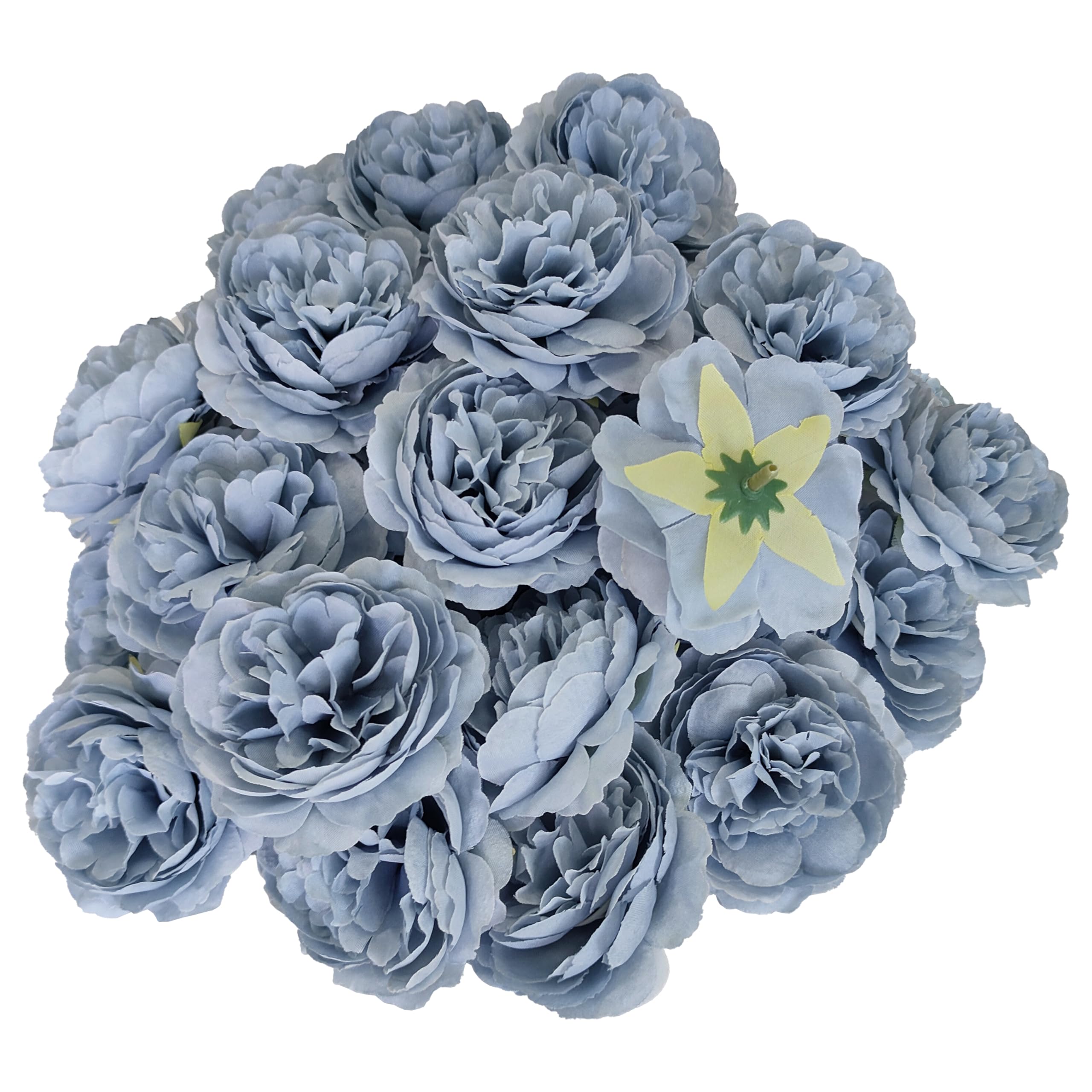 Grayish Blue Rose Flowers Artificial for Decoration,3.3 Blue Silk Flower Heads,40 Pcs Grey Blue Rose Flowers, Silk Rose Heads 