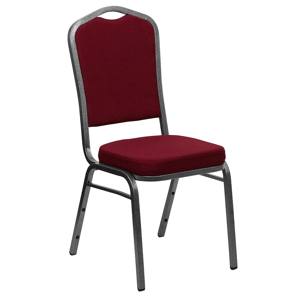 Flash Furniture Hercules Series Crown Back Stacking Banquet Chair In Burgundy Fabric With Silver Vein Frame [Fd-C01-Silvervein-3169-Gg]
