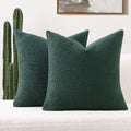 Futei Pack Of 2 Christmas Green Boucle Accent Decorative Throw Pillow Covers,16X16 Inch Soft Solid Textured Cushion Case,Home De