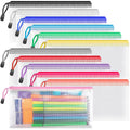 Umriox Zipper Pencil Pouches, 9.2 X 4.7 In (12 Colors, 12 Pack), Pencil Pouches Bulk, Clear Pencil Pouch For Office Supplies Cos