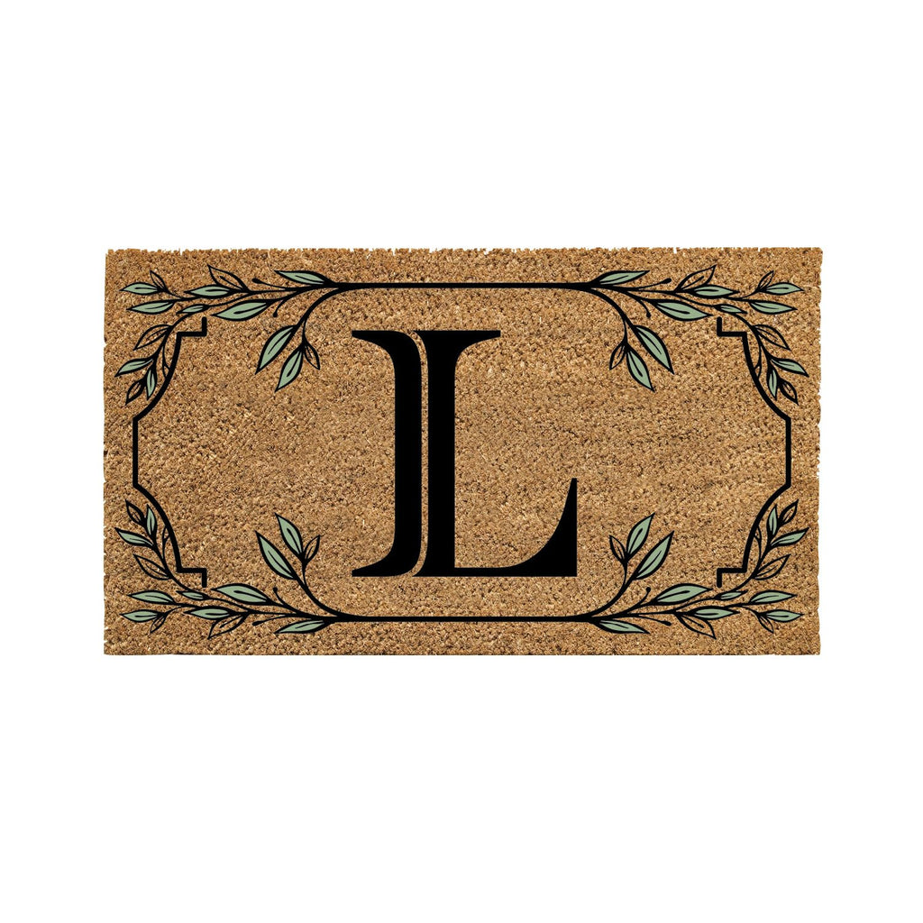 Evergreen Monogram Coir Doormat | Letter L | Front Door Mat For Outdoor Indoor Entrance | 28X16 Inches | Non-Slip Backing Doorwa