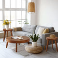HOKYHOKY Farmhouse Round Coffee Table Set of 3, Boho Sofa Side Nesting Tables End Table Set with Wood Natural Finish for Living 