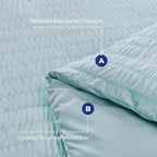 Hymokege Lake Blue California King Comforter Set Seersucker 7 Pieces, All Season Luxury Bed In A Bag For Bedroom, Bedding Set Wi