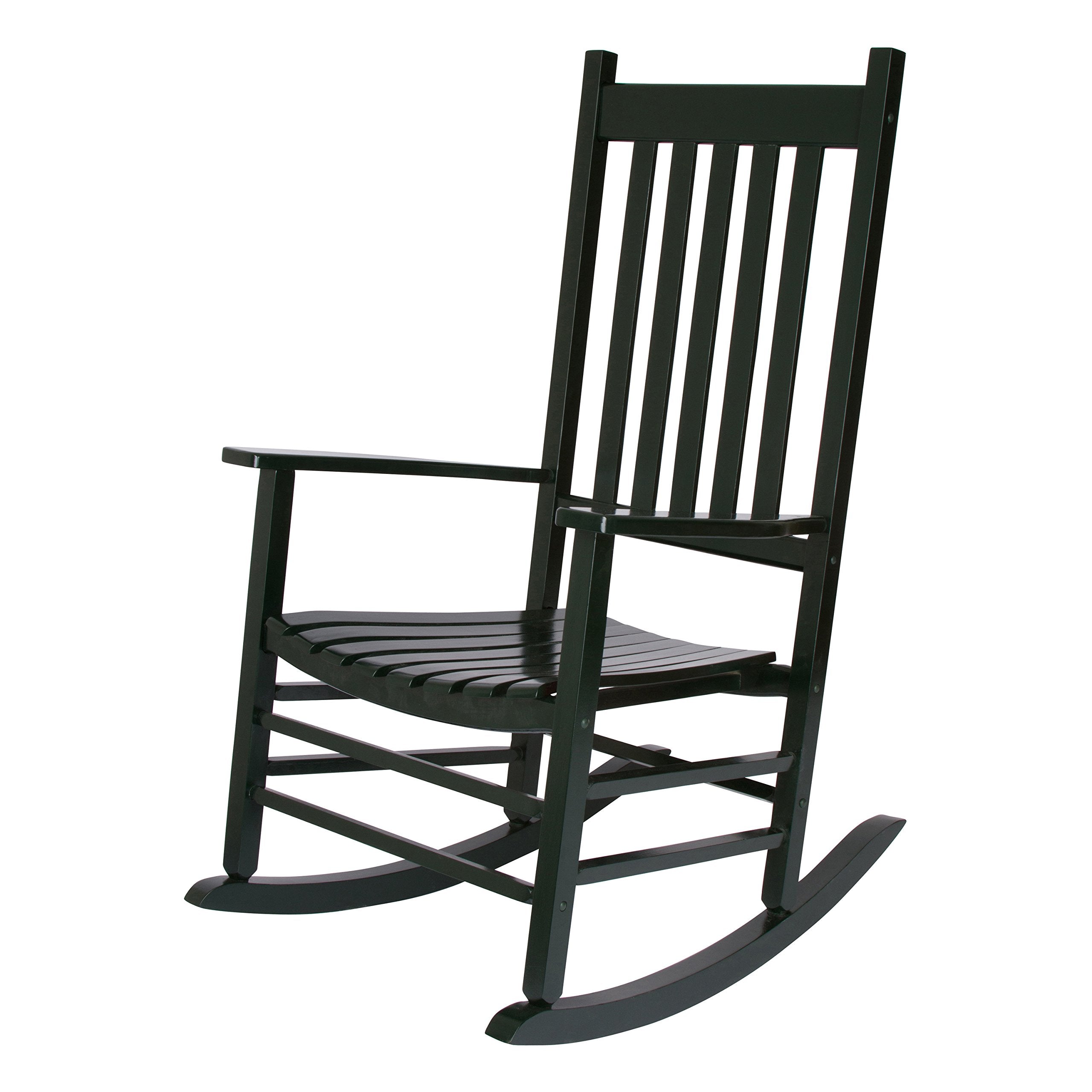 Shine Company Vermont Porch Rocker, High Back Wood Rocking Chair, Dark Green