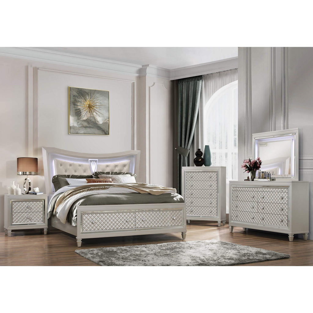 HomeRoots Champagne Toned Nightstand with Tapered Acrylic Legs and 2 Drawers